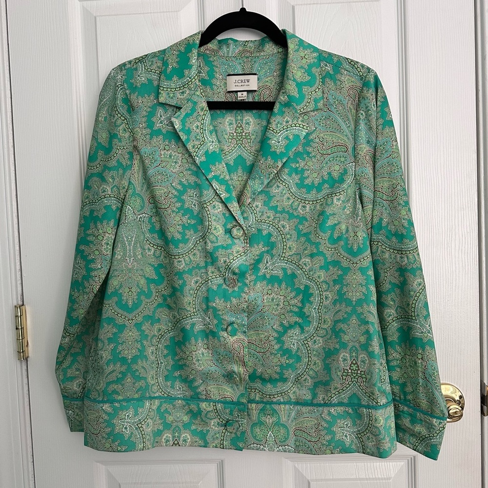 J Crew Collection Drapey Button-Up Top In Ratti P… - image 2